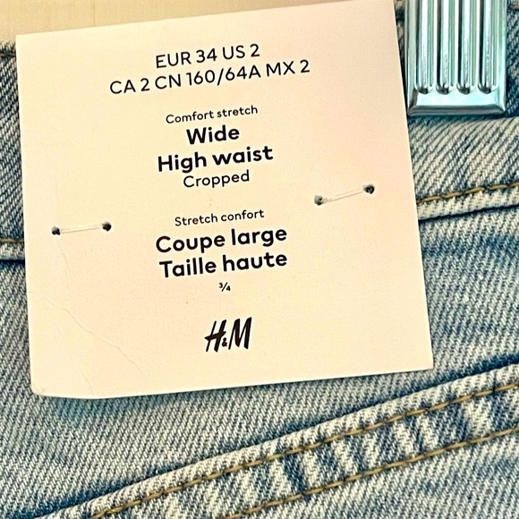 H&M Denim 
 HIGH RISE WIDE-CUT JEANS
Size 2 NWT - Picture 5 of 9